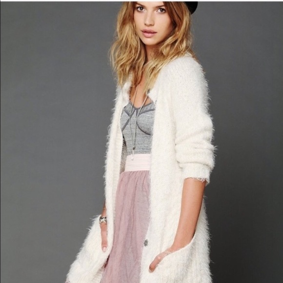 Free People Ivory Cream Keep It Fuzzy Knit Cardigan - Picture 1 of 7